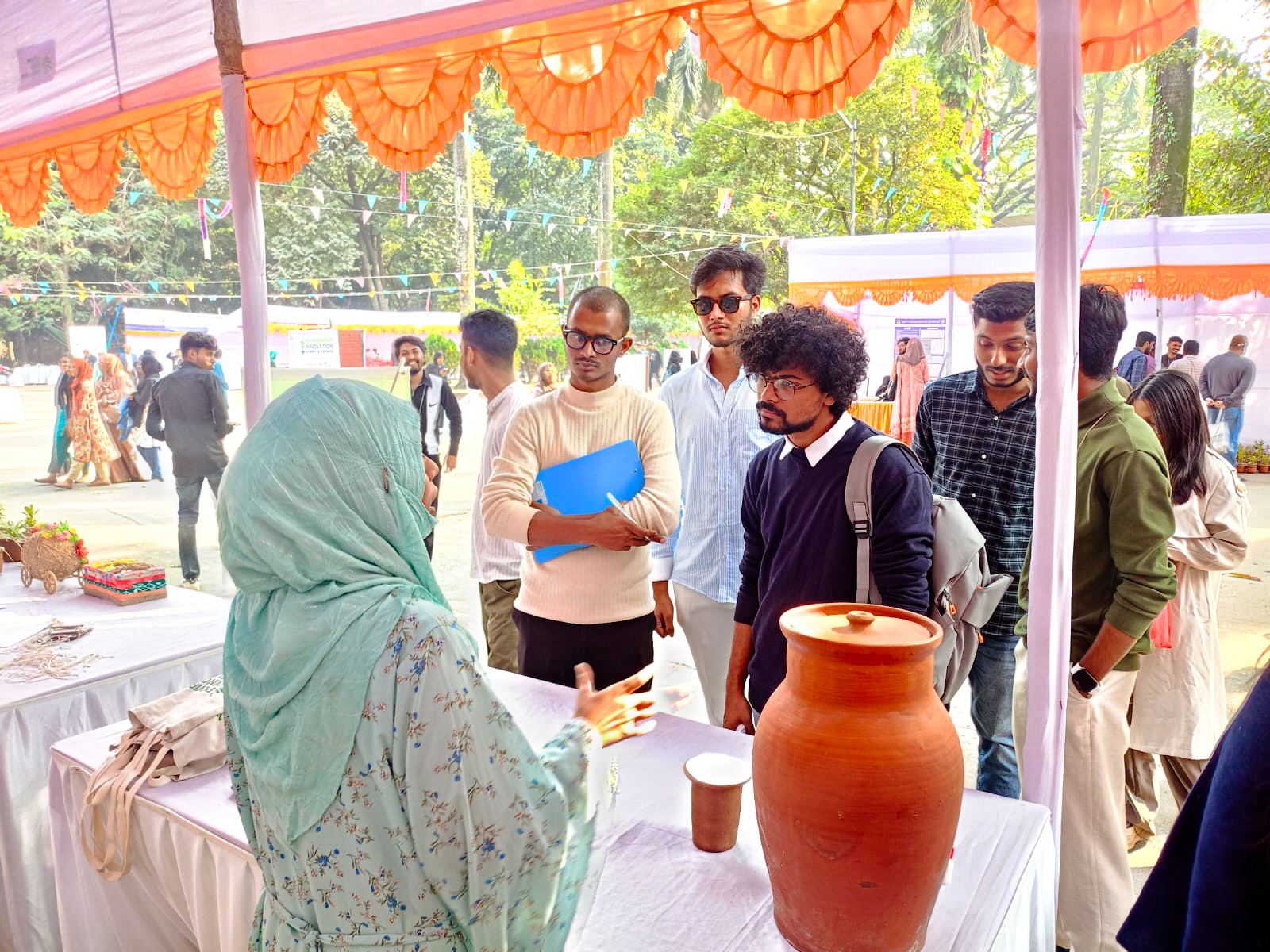 Product showcase at exhibition stall